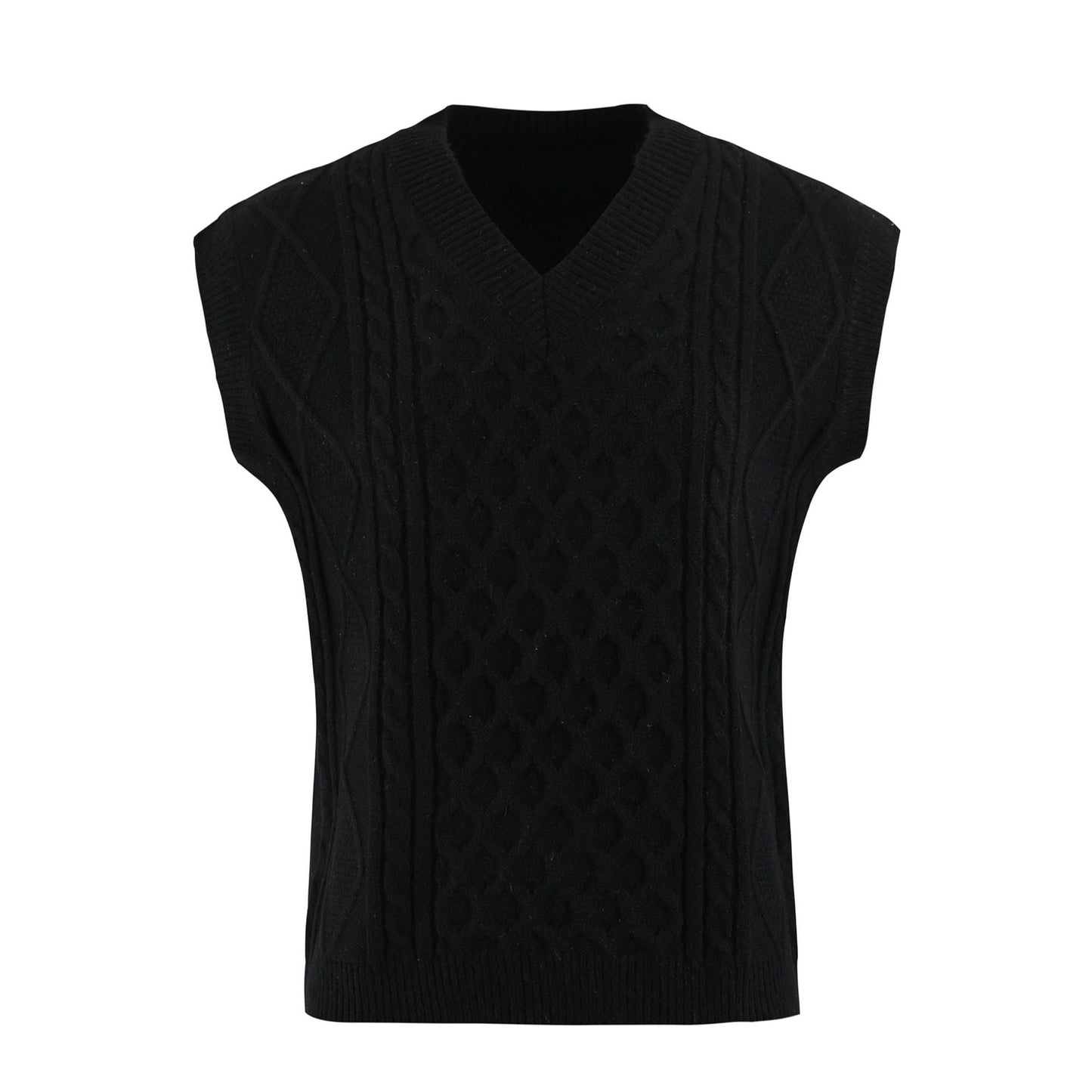 Gilet en tricot pour femme col V motif torsadé vêtement élégant