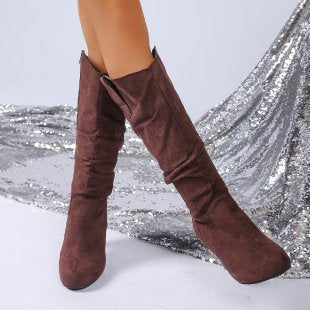 Bottes cuissardes à talons hauts élégantes noires pour femme