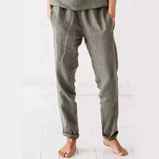 Pantalon en lin femme confortable élégant avec poches
