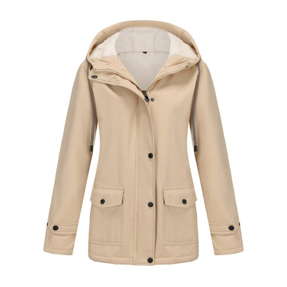 Veste d'hiver pour femme chaude polaire capuche extérieur