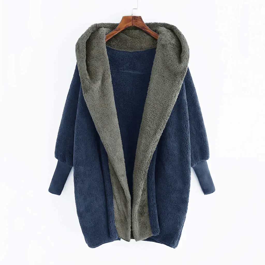 Cardigan-manteau ample et doux pour femmes avec capuche