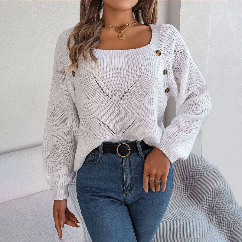 Pull en maille unie confortable pour femme