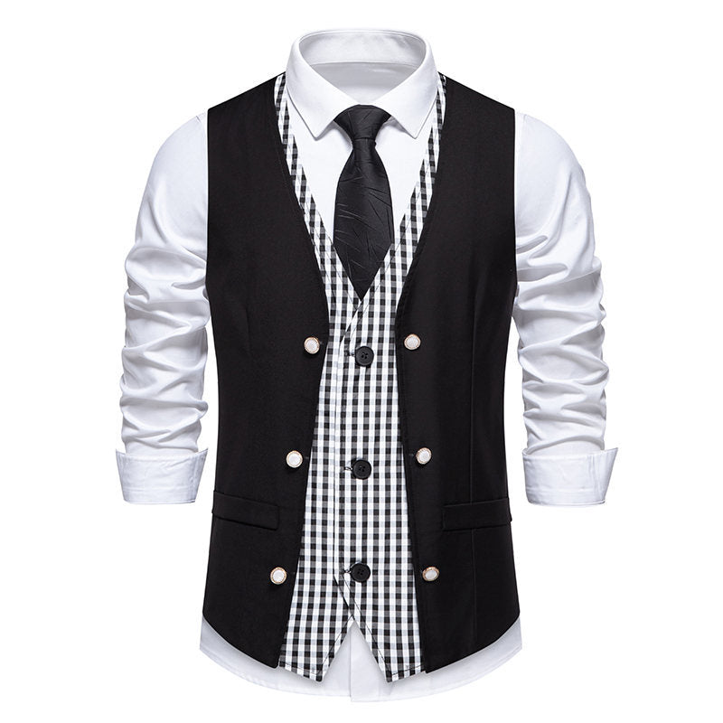 Gilet de costume élégant pour homme Intérieur contrasté