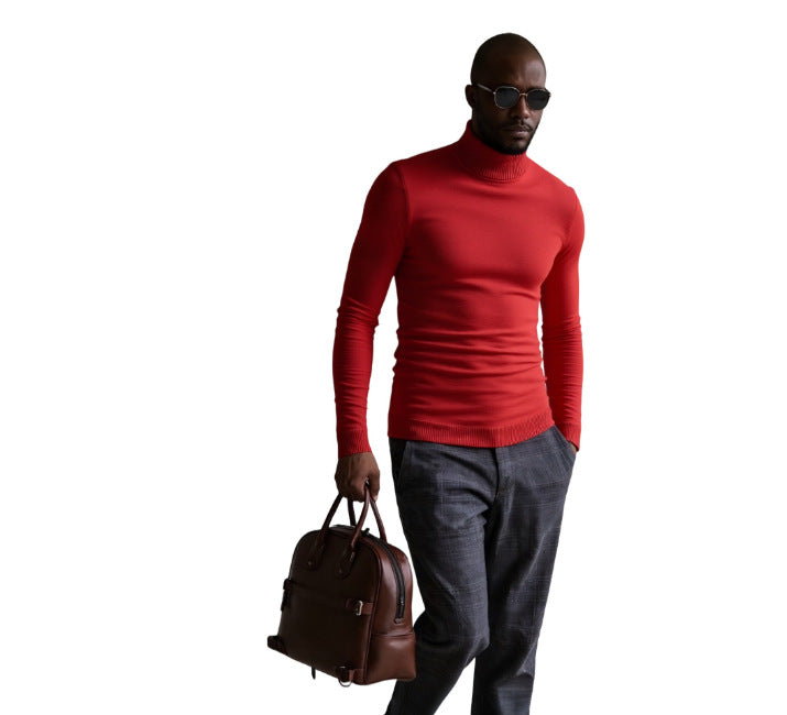 Pull col roulé homme, finement structuré, design élégant