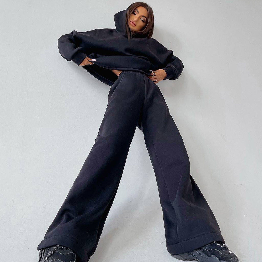 Ensemble sweat à capuche oversize décontracté et pantalon large pour femme