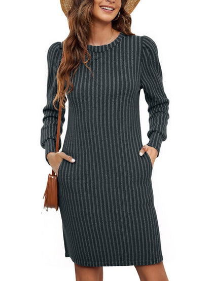 Robe pull femme détails à volants poches latérales