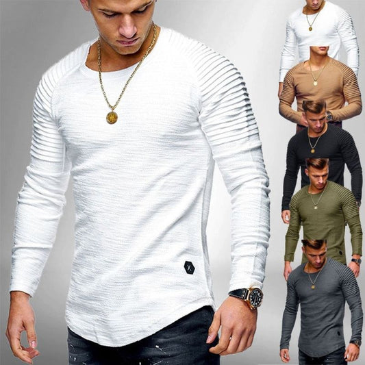 Herren Langarmshirt Strukturiertes Design Elegant - IdealeKleiden