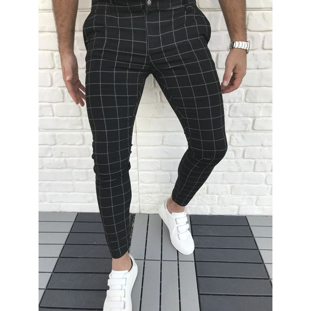 Pantalon de costume homme slim carreaux moderne