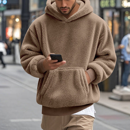 Grand Hoodie en Polaire pour Hommes Confortable Moderne avec Poche Kangourou