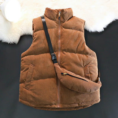 Veste matelassée sans manches en polaire pour femme avec poches chaudes