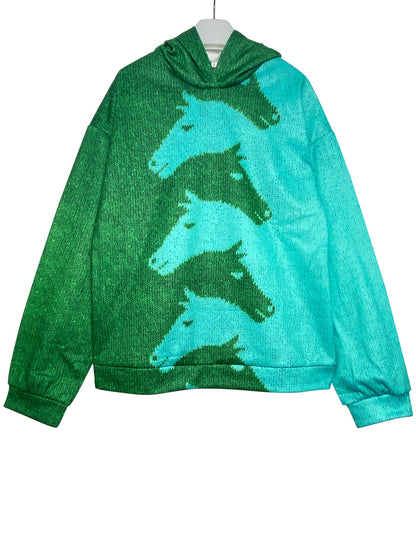 Sweat à capuche femme motif cheval Confortable Oversize