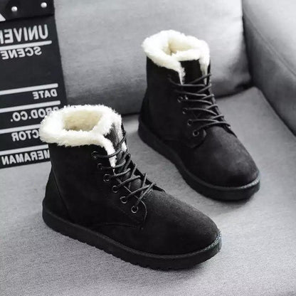 Bottes d'hiver stylées Suède Laçage Fausse fourrure