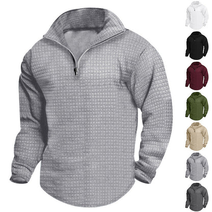 Herren Fleecepullover Modern Strukturiert Reißverschluss - IdealeKleiden