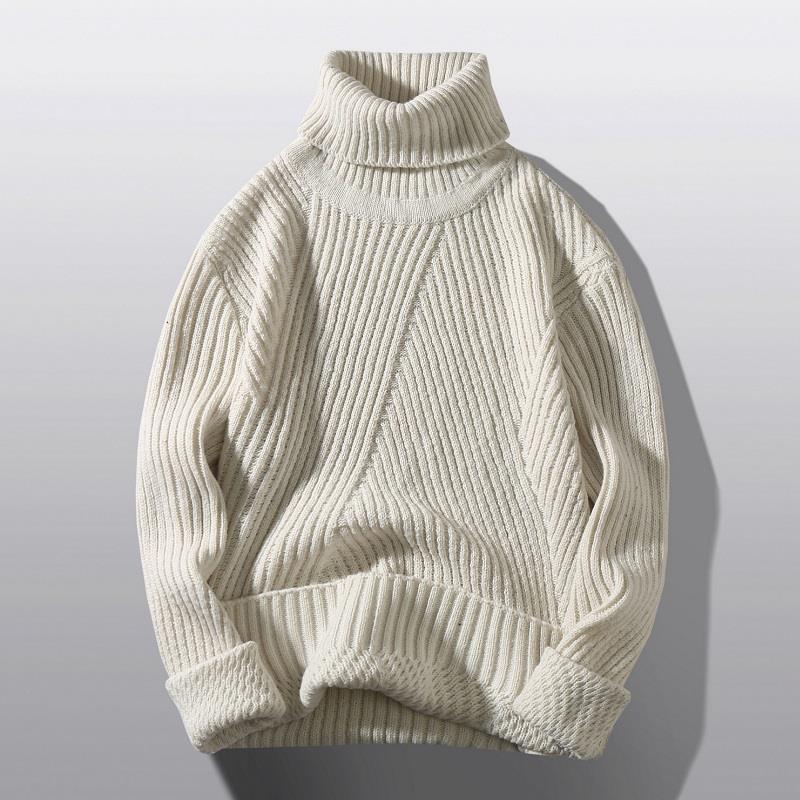 Pull Col Roulé Femme Tricot Grossier Chaud Design Élégant