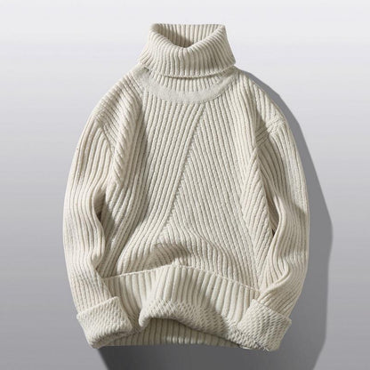 Pull Col Roulé Femme Tricot Grossier Chaud Design Élégant