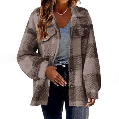 Manteau à carreaux élégant pour femme Hiver
