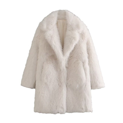 Veste en fausse fourrure pour femme, douce, design de luxe