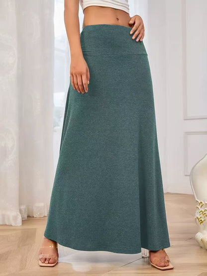 Robe longue femme en maille stretch douce taille haute élégante