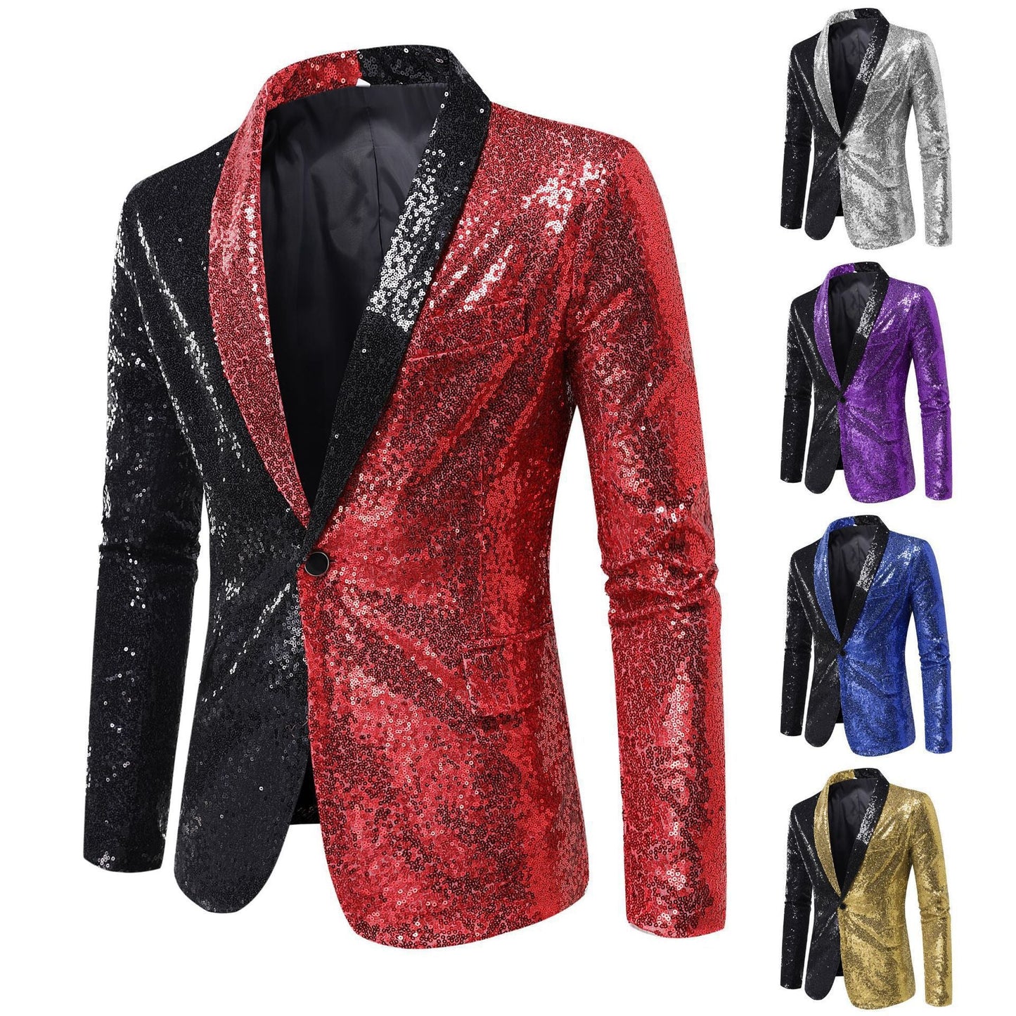 Herren Glitzerjacke Moderner Schnitt Funkelnd - IdealeKleiden