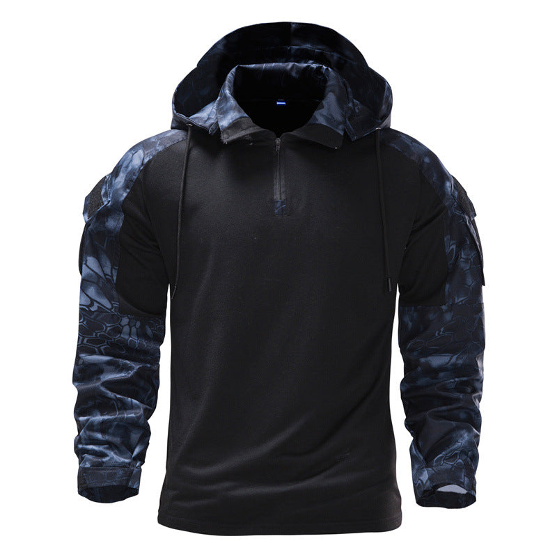T-shirt tactique à manches longues pour homme camouflage capuche extérieur