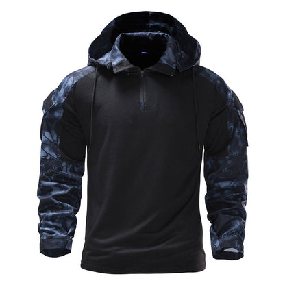 T-shirt tactique à manches longues pour homme camouflage capuche extérieur