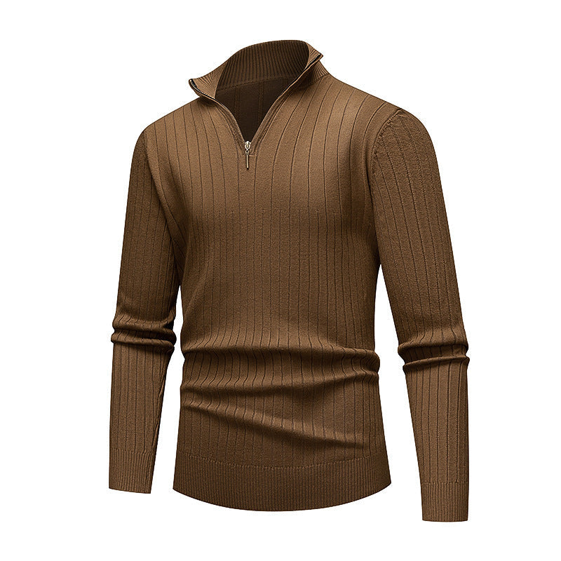 Pull tricoté homme col montant moderne fermeture éclair qualité