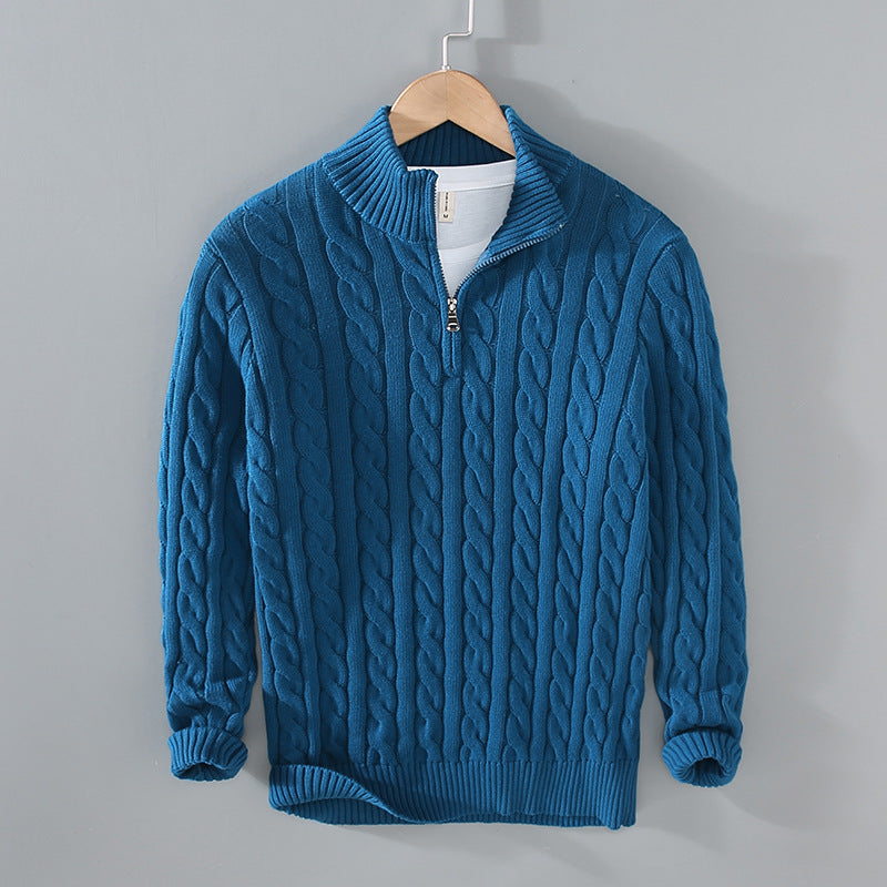 Pull homme coton demi-zip