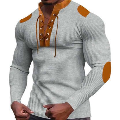 T-shirt à manches longues structuré pour homme, avec design à lacets moderne