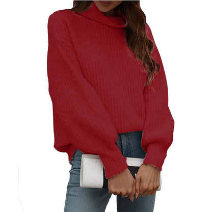 Pull Femme Ample Col Roulé Tendance Oversize