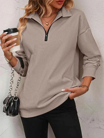 Sweat-shirt Femme Décontracté Fermeture Éclair Sportif