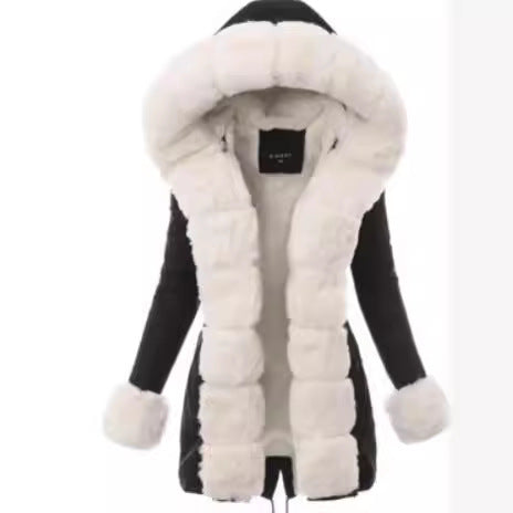 Damen Fleecejacke Luxus Kunstpelz Kragen Damenmantel - IdealeKleiden