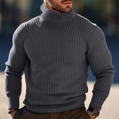 Pull-over homme tricoté, design moderne, col montant