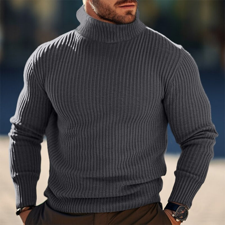 Pull-over homme tricoté, design moderne, col montant