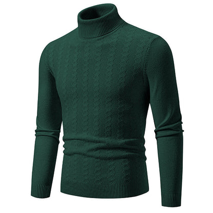 Pull-over homme col roulé tricot torsadé