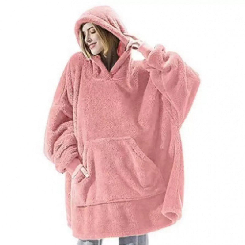 Sweat à capuche oversize doux en polaire pour femme