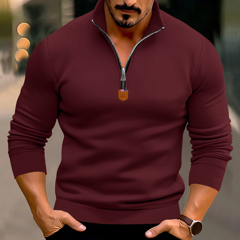 Pull de sport homme moderne col montant élastique