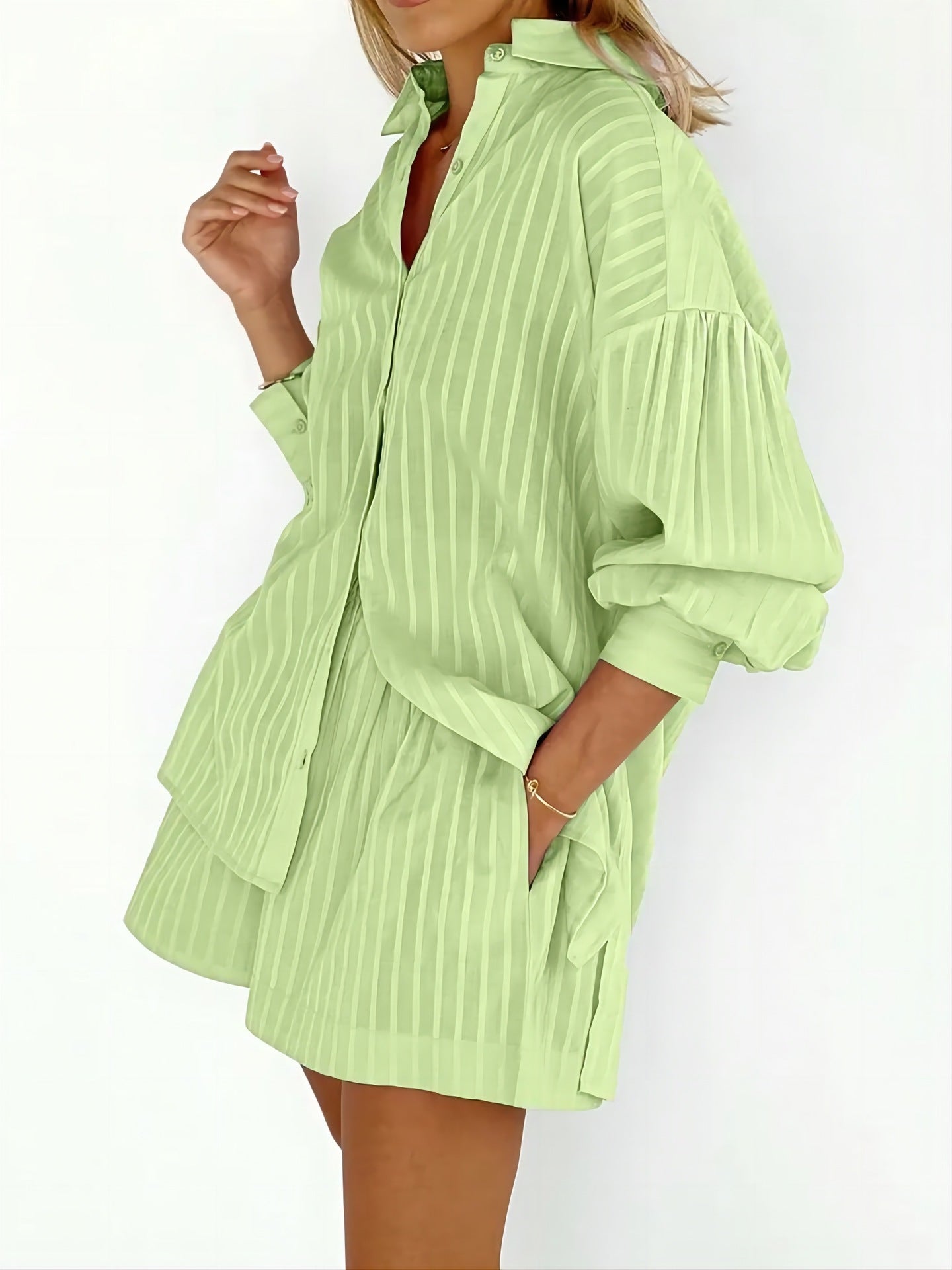 Ensemble chemise rayée et short pour femme Vêtements d'été