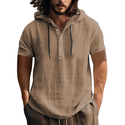 Sweat-shirt à capuche pour homme, manches courtes, décontracté, coupe ample