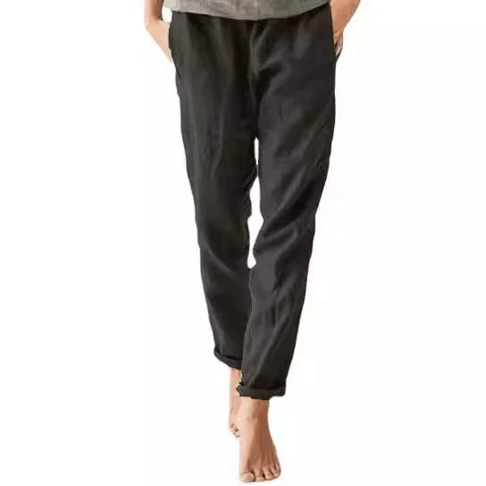 Pantalon en lin femme confortable élégant avec poches