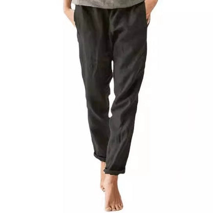 Pantalon en lin femme confortable élégant avec poches