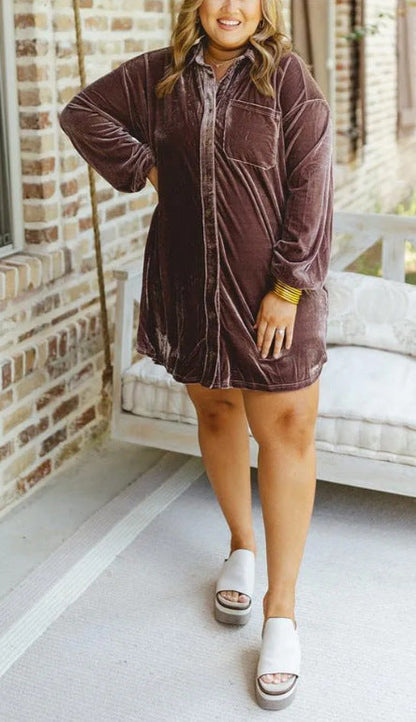 Robe en velours pour femme Douce Élégance