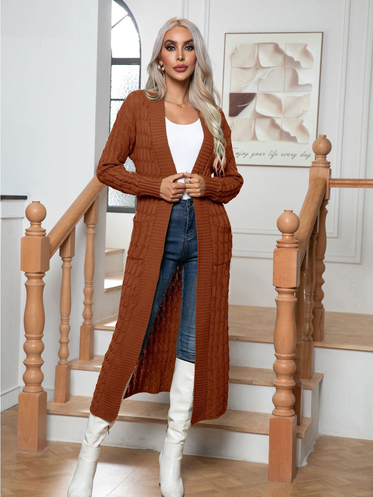 Cardigan pour femme avec picots Idéal pour le quotidien