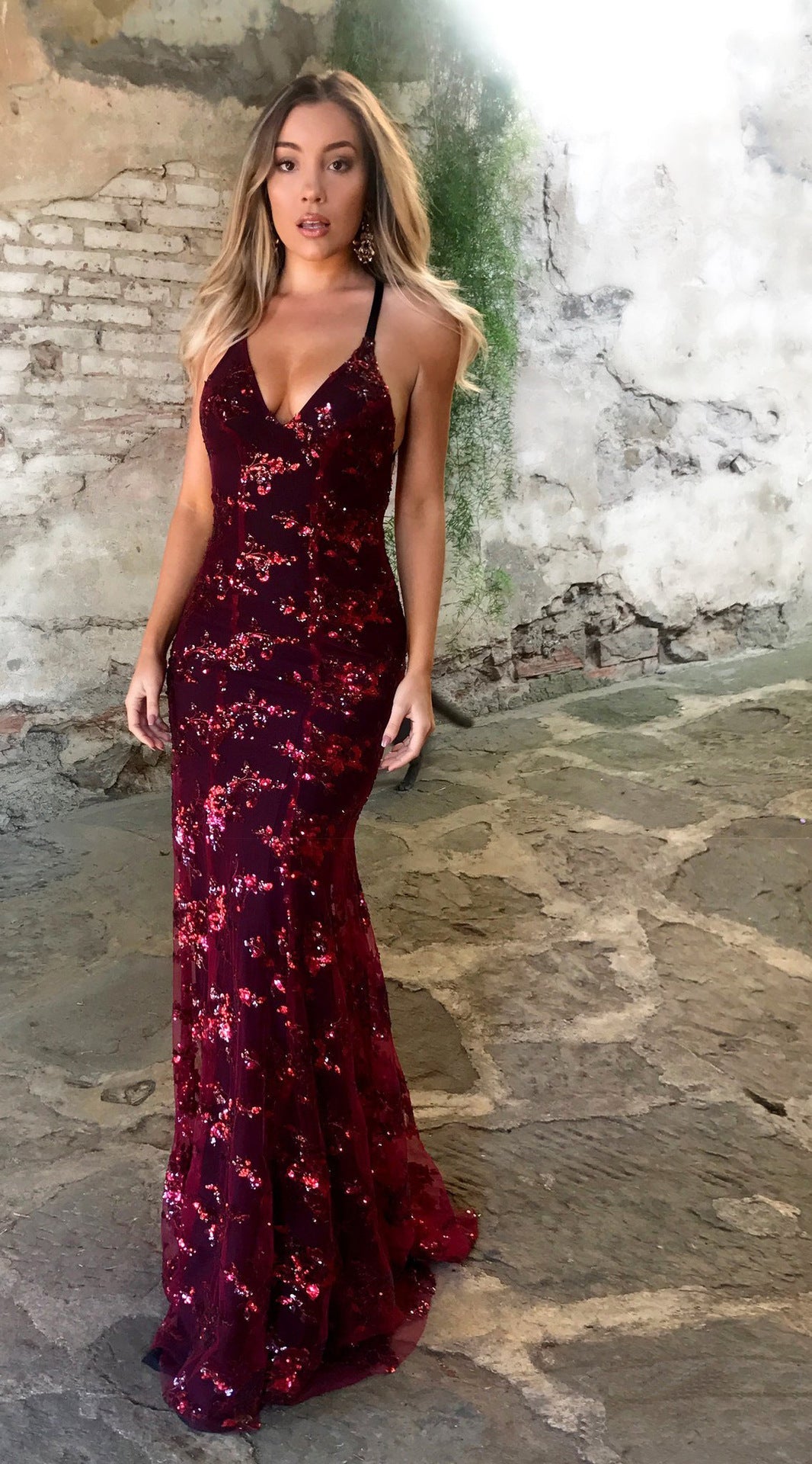 Robe de soirée pailletée pour femmeDécolleté sexy dans le dos