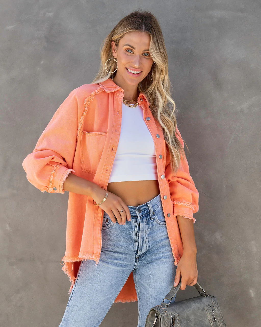 Veste en jean femme décontractée style vintage à franges