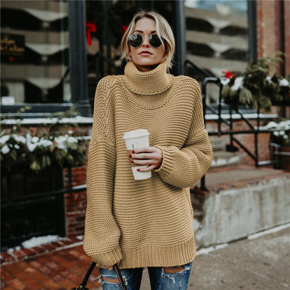 Pull doux pour femme col montant aspect tricot