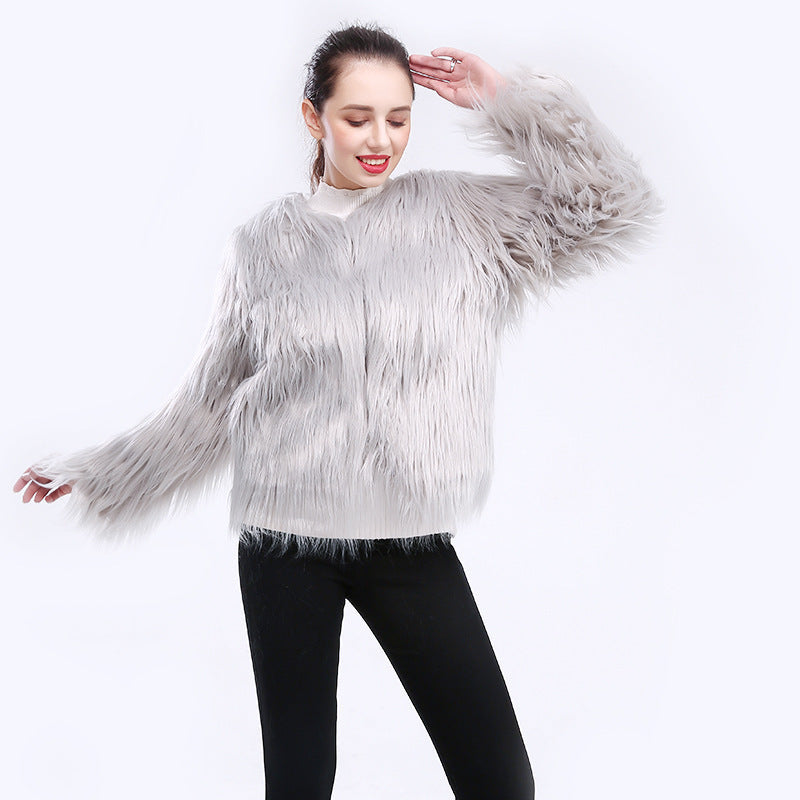 Manteau en fausse fourrure pour femmes Doux Manches longues Élégant