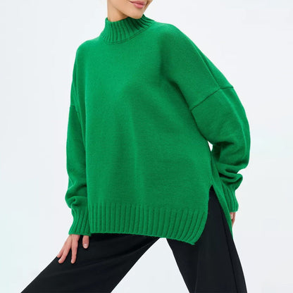 Pull Oversize Col Semi-Montant Côtelé