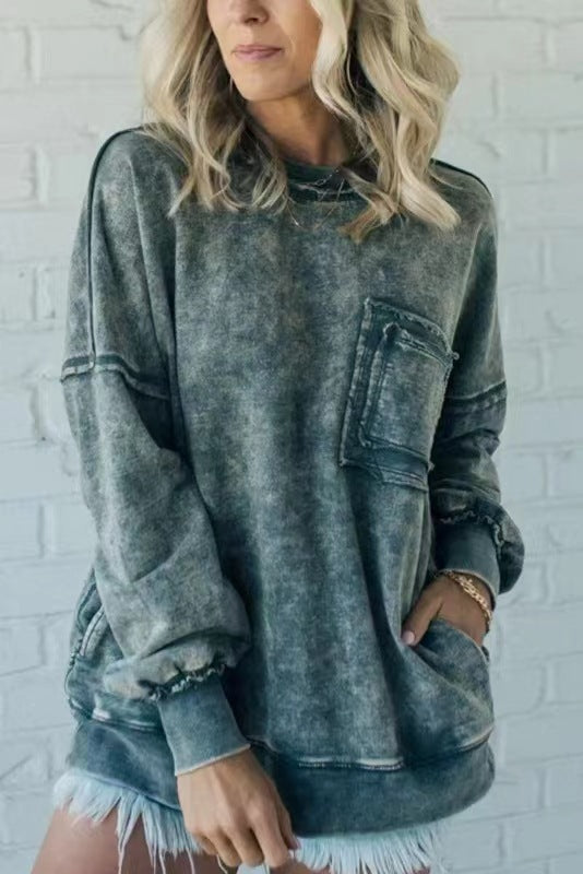 Damen Oversized Sweatshirt Bequem mit Taschen - IdealeKleiden