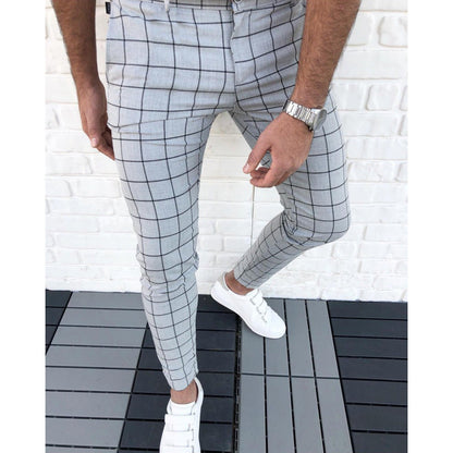 Pantalon de costume homme slim carreaux moderne