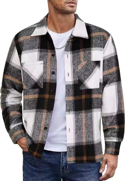 Chemise-veste à carreaux décontractée pour homme